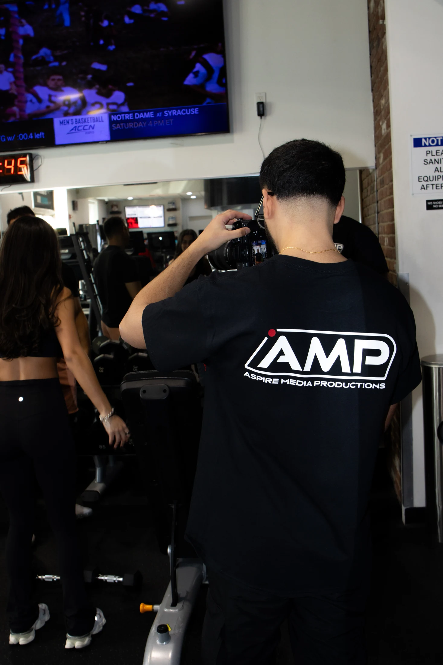 Branded Aspire crew filming local business gym content — NYC & Long Island — Aspire Media Productions